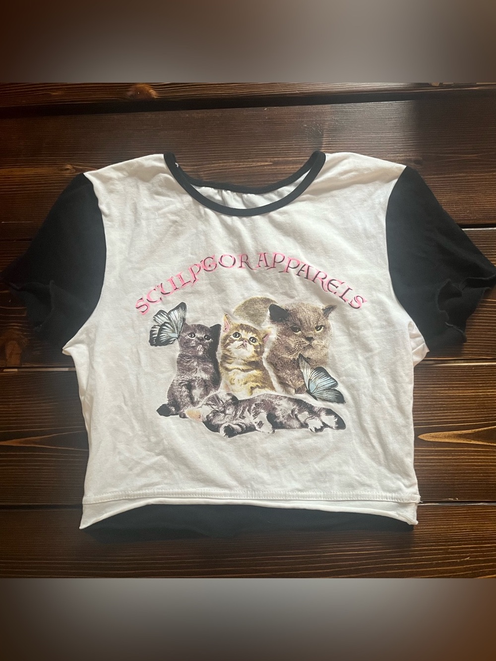 Kitten Butterfly Graphic Baby Tee | XS